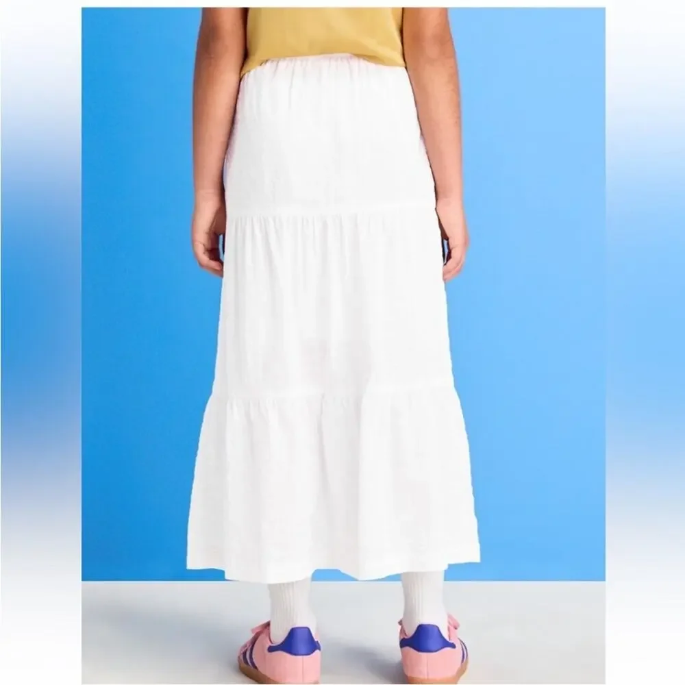 Old Navy Calla Lily White Tiered Swing Midi Skirt